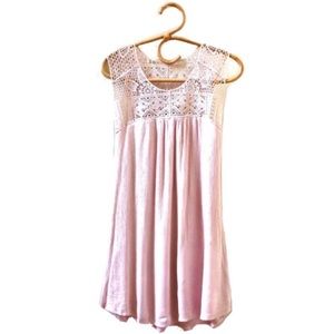 Boho Crochet Lace Mini Sleeveless Dress in Crinkly Gauze